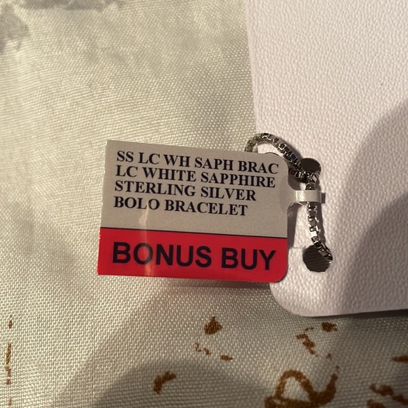 Adjustable lab created white sapphire sterling silver bracelet - Picture 3 of 6